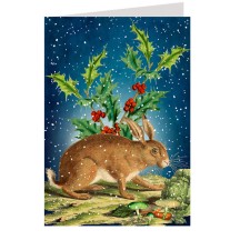 Rabbit and Greenery Christmas Card ~ England